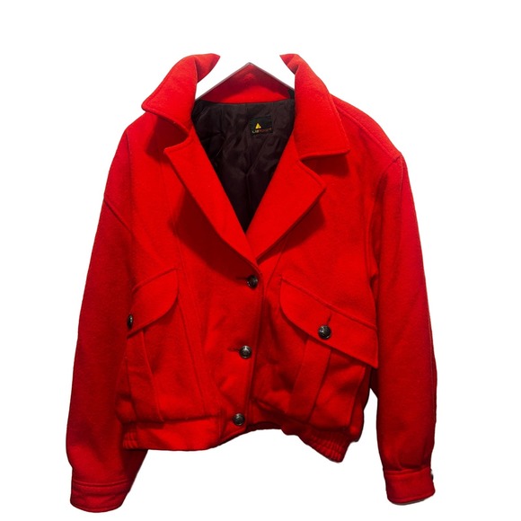 Vintage 80s LIZ SPORT  Red Wool Power Coat Liz Claiborne Size - Picture 1 of 6